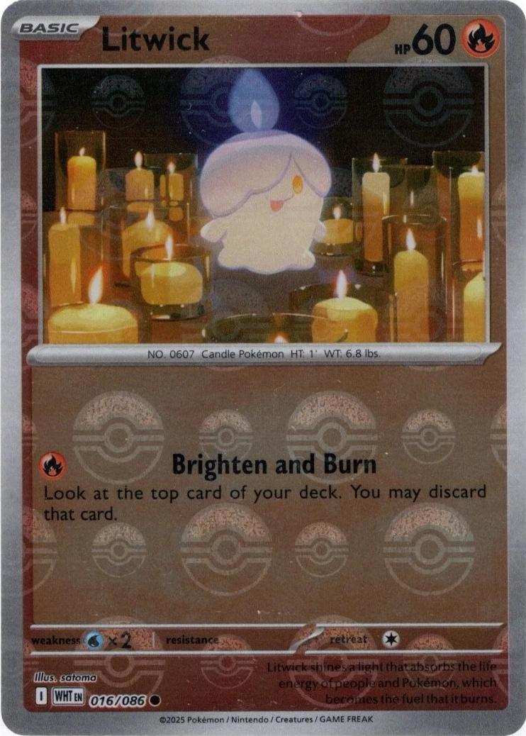White Flare Litwick [Poke-Ball] Pokémon card
